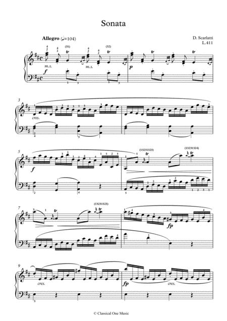 Scarlatti Sonate D Major L 411 For Piano Page 2