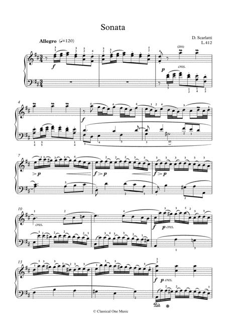 Scarlatti Sonate D Major L 412 For Piano Page 2