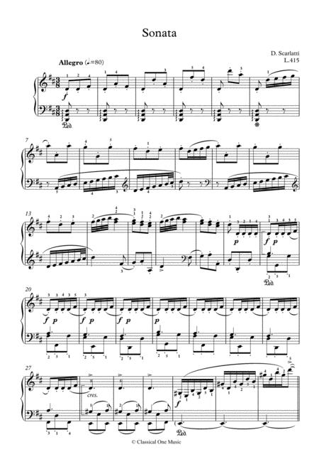 Scarlatti Sonate D Major L 415 For Piano Page 2