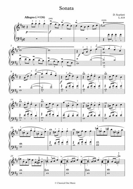 Scarlatti Sonate D Major L 418 For Piano Page 2