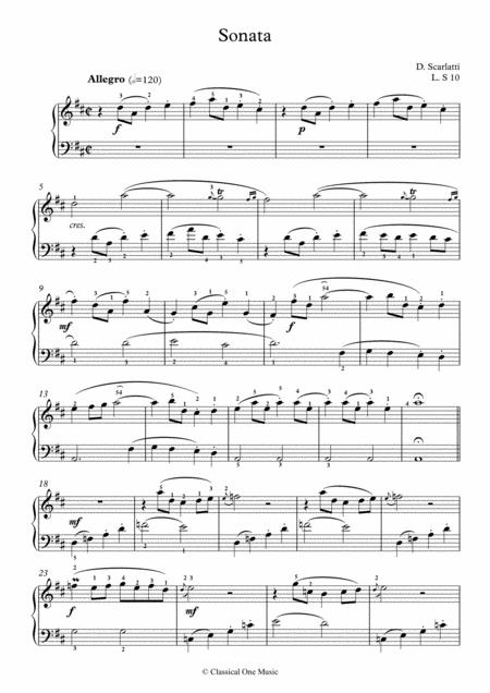 Scarlatti Sonate D Major L S10 For Piano Page 2