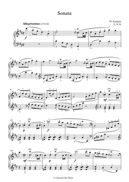 Scarlatti Sonate D Major L S16 For Piano Page 2