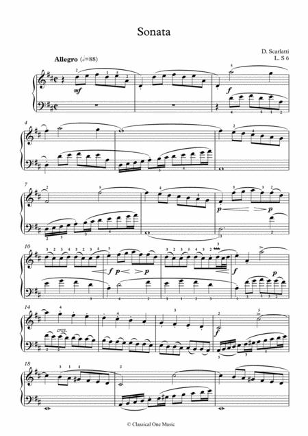 Scarlatti Sonate D Major L S6 For Piano Page 2