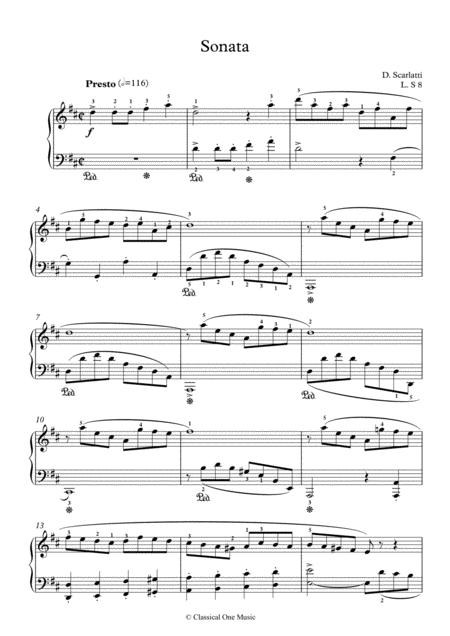 Scarlatti Sonate D Major L S8 For Piano Page 2