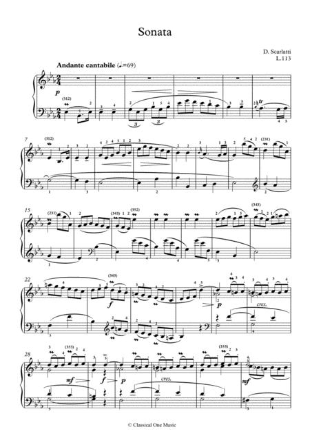 Scarlatti Sonate E Flat Major L 113 For Piano Page 2