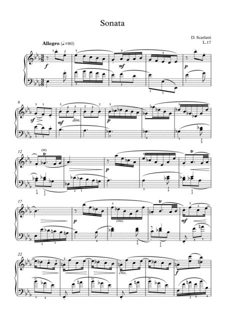 Scarlatti Sonate E Flat Major L 17 For Piano Page 2