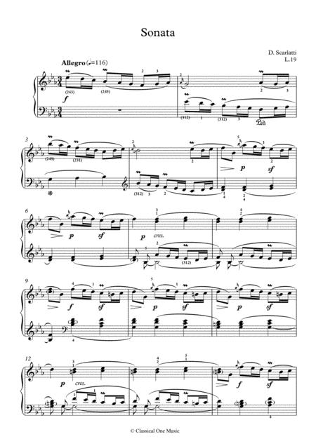 Scarlatti Sonate E Flat Major L 19 For Piano Page 2