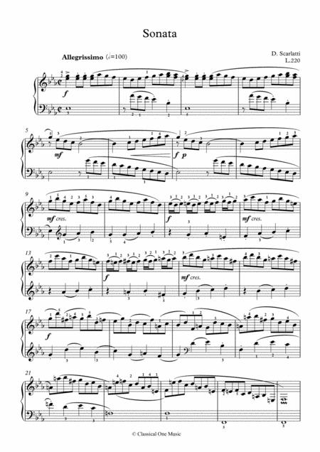 Scarlatti Sonate E Flat Major L 220 For Piano Page 2