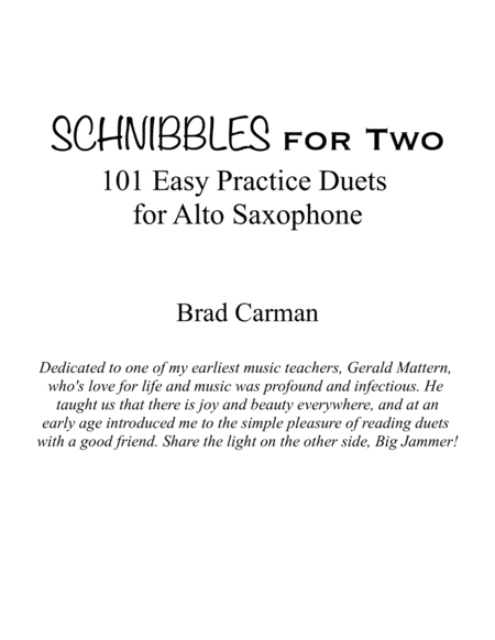 Schnibbles For Two 101 Easy Practice Duets For Band Alto Saxophone Page 2