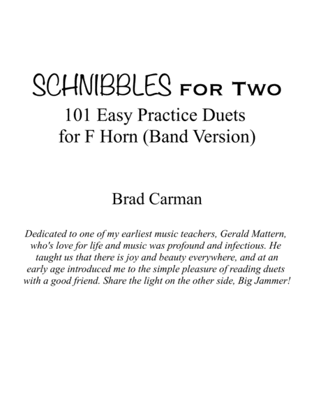 Schnibbles For Two 101 Easy Practice Duets For Band F Horn Page 2