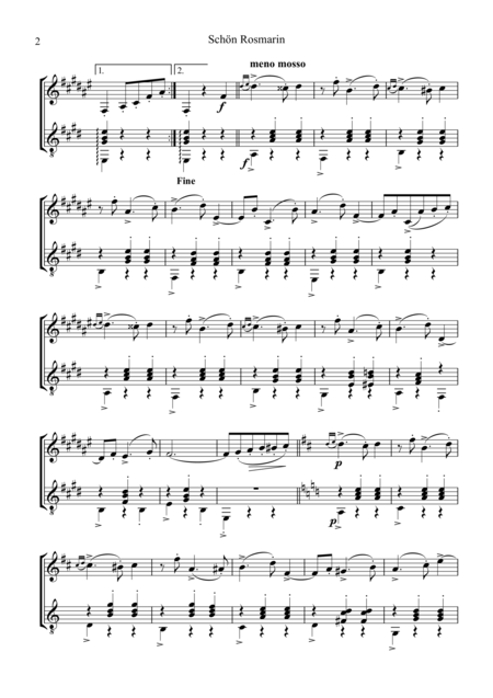 Schon Rosmarin For Clarinet In Bb And Guitar Page 2