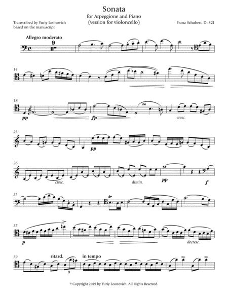 Schubert Arpeggione Sonata Version For Cello Based On The Manuscript Page 2