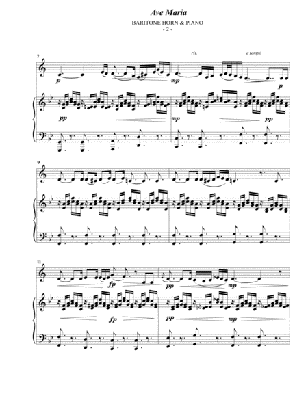 Schubert Ave Maria For Baritone Horn Piano Page 2