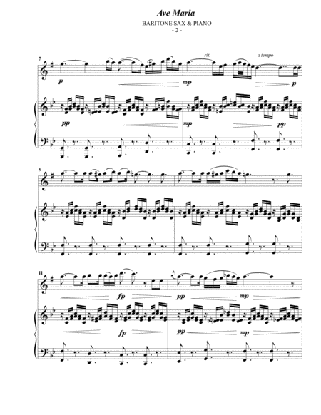 Schubert Ave Maria For Baritone Sax Piano Page 2