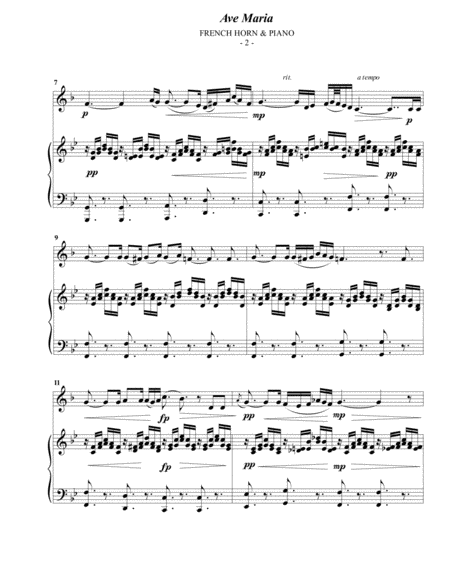 Schubert Ave Maria For French Horn Piano Page 2