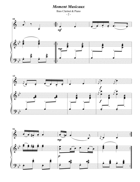 Schubert Moment Musicaux For Bass Clarinet Piano Page 2