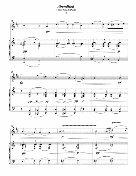 Schumann Abendlied For Tenor Sax Piano Page 2