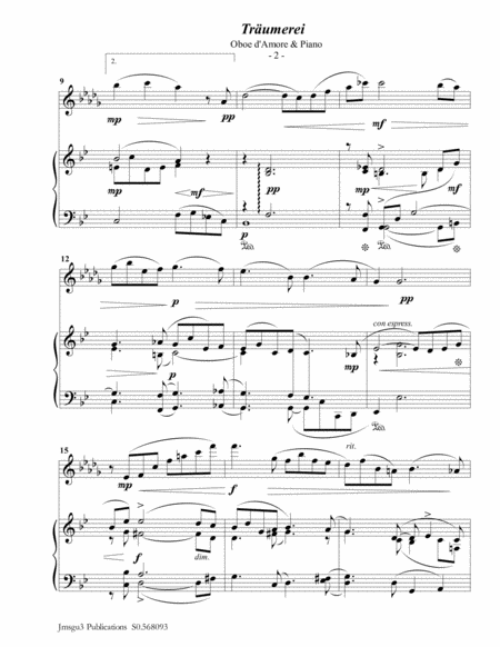 Schumann Trumerei Op 15 No 7 For Oboe D Amore Piano Page 2