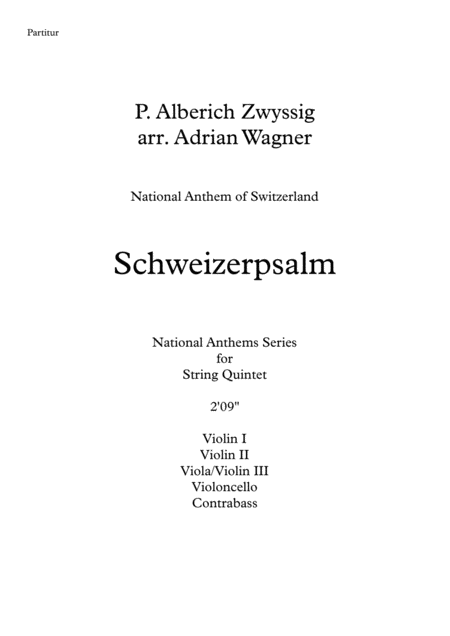 Schweizerpsalm National Anthem Of Switzerland String Quintet Arr Adrian Wagner Page 2