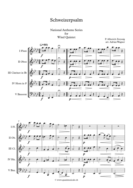 Schweizerpsalm National Anthem Of Switzerland Wind Quintet Arr Adrian Wagner Page 2