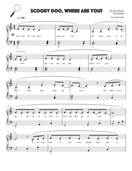 Scooby Doo Where Are You Easy Piano Page 2