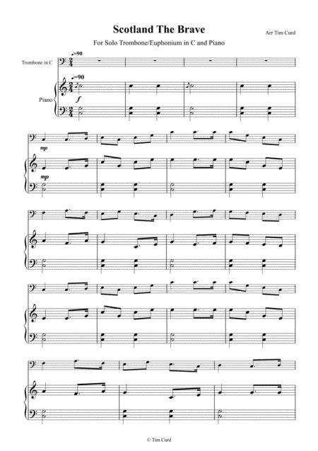 Scotland The Brave For Solo Trombone Euphonium In C Bass Clef And Piano Page 2