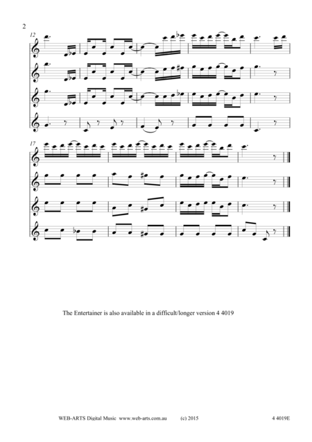 Scott Joplin The Entertainer Easy Arrangement For 4 Flutes Page 2