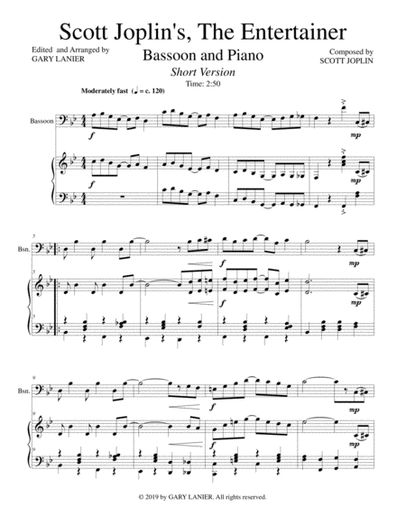 Scott Joplins The Entertainer Bassoon And Piano With Bassoon Part Page 2