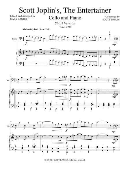 Scott Joplins The Entertainer Cello And Piano With Cello Part Page 2