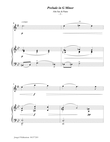 Scriabin Prelude In G Minor For Alto Sax Piano Page 2