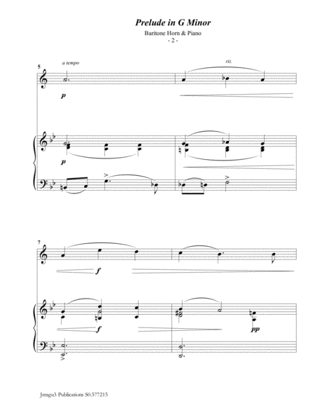 Scriabin Prelude In G Minor For Baritone Horn Piano Page 2