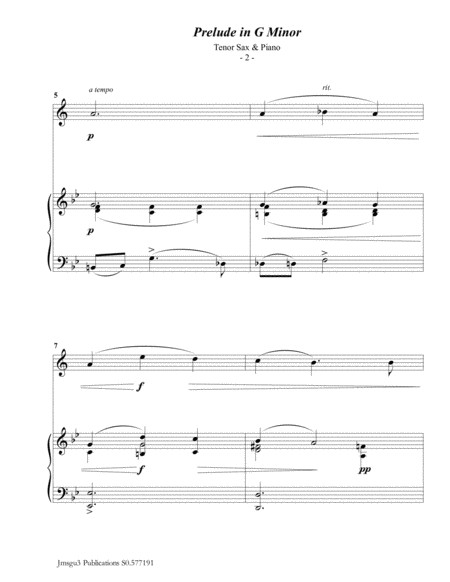 Scriabin Prelude In G Minor For Tenor Sax Piano Page 2