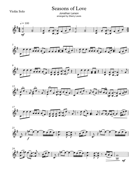 Seasons Of Love Violin Solo For Solo Violin Page 2