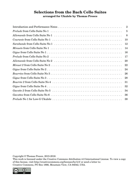 Selections From The Bach Cello Suites Arranged For Ukulele By Thomas Preece Page 2