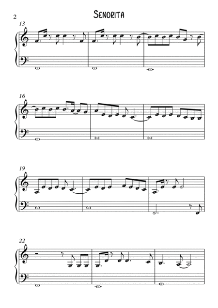 Senorita Easy Piano With Note Letters Page 2