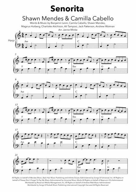 Senorita Harp Solo Easy Version Page 2