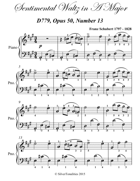 Sentimental Waltz In A Major Opus 50 Number 13 Easy Piano Sheet Music Page 2