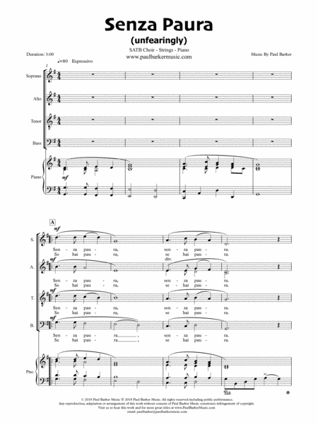 Senza Paura Satb Piano Score Parts Page 2