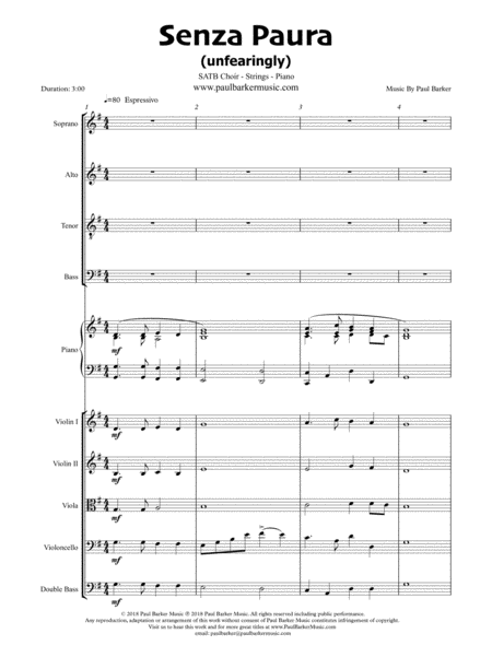 Senza Paura Satb Strings Piano Score Parts Page 2