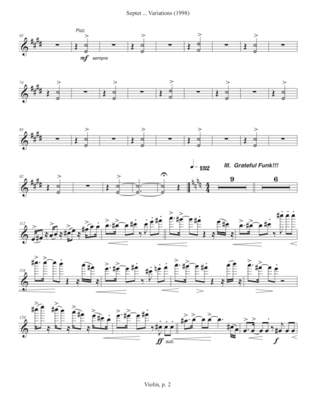 Septet Opus 77 Variations On A Shaker Tune 1998 Violin Part Page 2