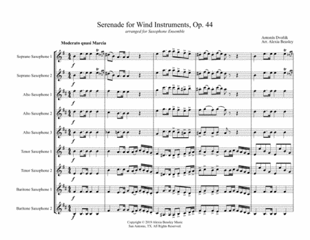 Serenade For Wind Instruments Op 44 For Saxophone Ensemble Page 2