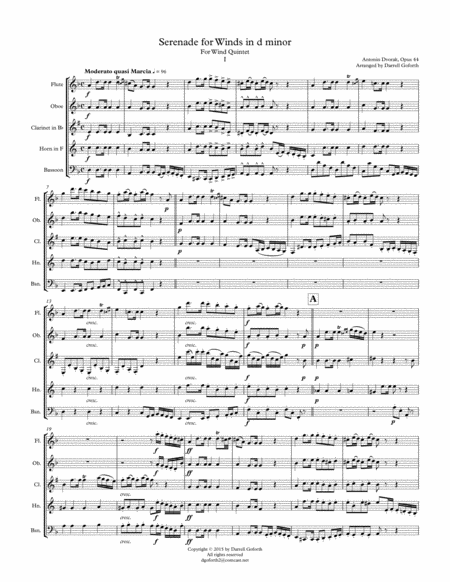 Serenade For Winds Cello And Bass In D Minor For Winds Arranged For Wind Quintet Page 2