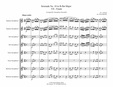 Serenade For Winds K 361 For Saxophone Ensemble Page 2