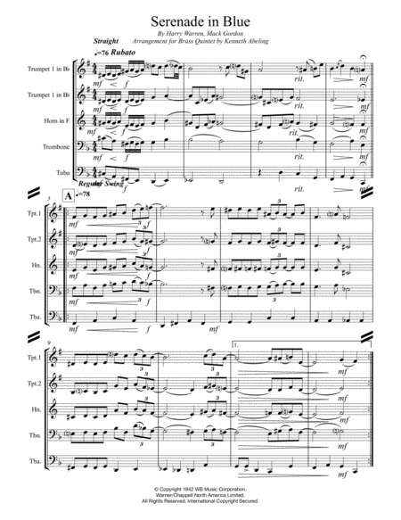 Serenade In Blue For Brass Quintet Page 2