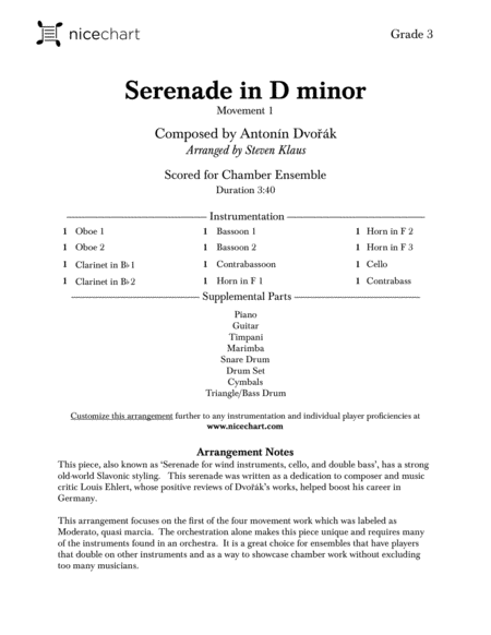 Serenade In D Minor 1st Movement Score Parts Page 2