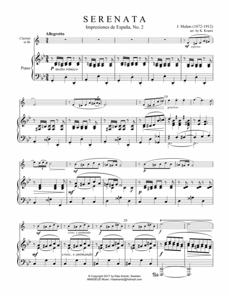 Serenata Espanola For Clarinet And Piano Page 2