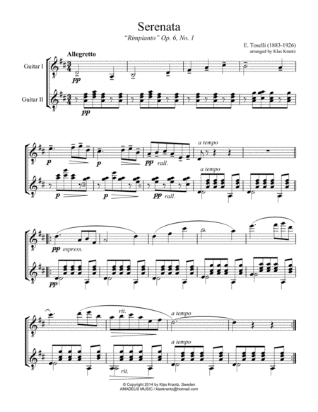 Serenata Rimpianto Op 6 For Easy Guitar Duo D Major Page 2