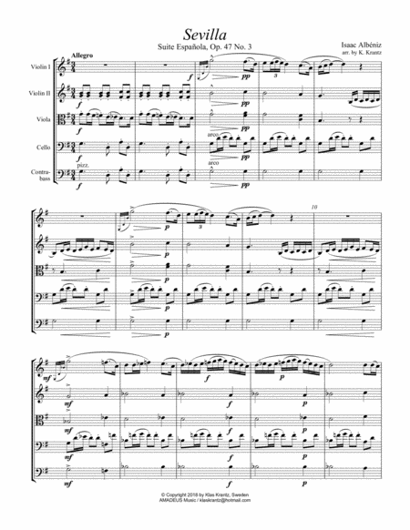 Sevilla Op 47 No 3 For String Quintet String Orchestra Page 2