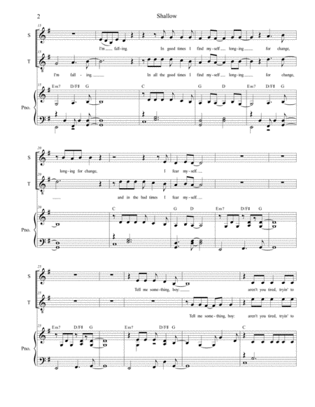 Shallow For 2 Part Choir Soprano And Tenor Page 2