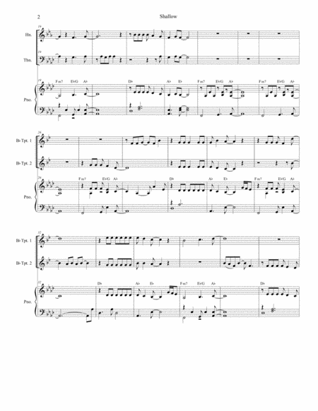 Shallow For Brass Quartet And Piano Page 2
